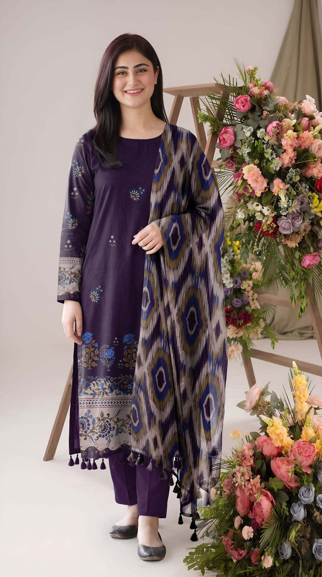 BISMIL 3 PIECE - PRINTED LAWN SUIT Unstitched 024