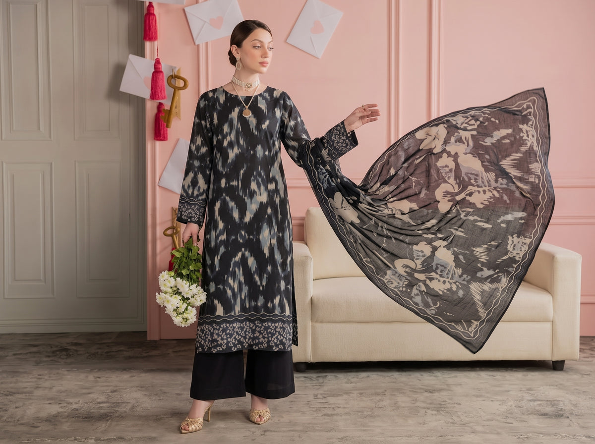 BISMIL 3 PIECE - DIGITAL PRINTED LAWN SUIT Unstitched