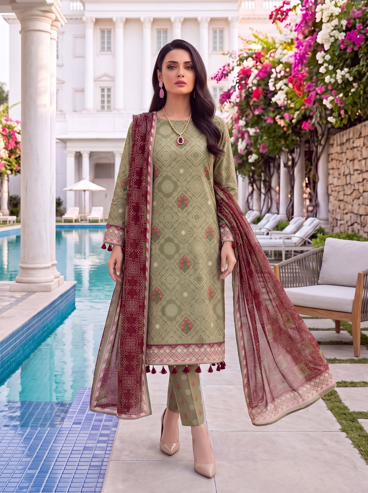 BLISS 3 PIECE - PRINTED LAWN SUIT Unstitched