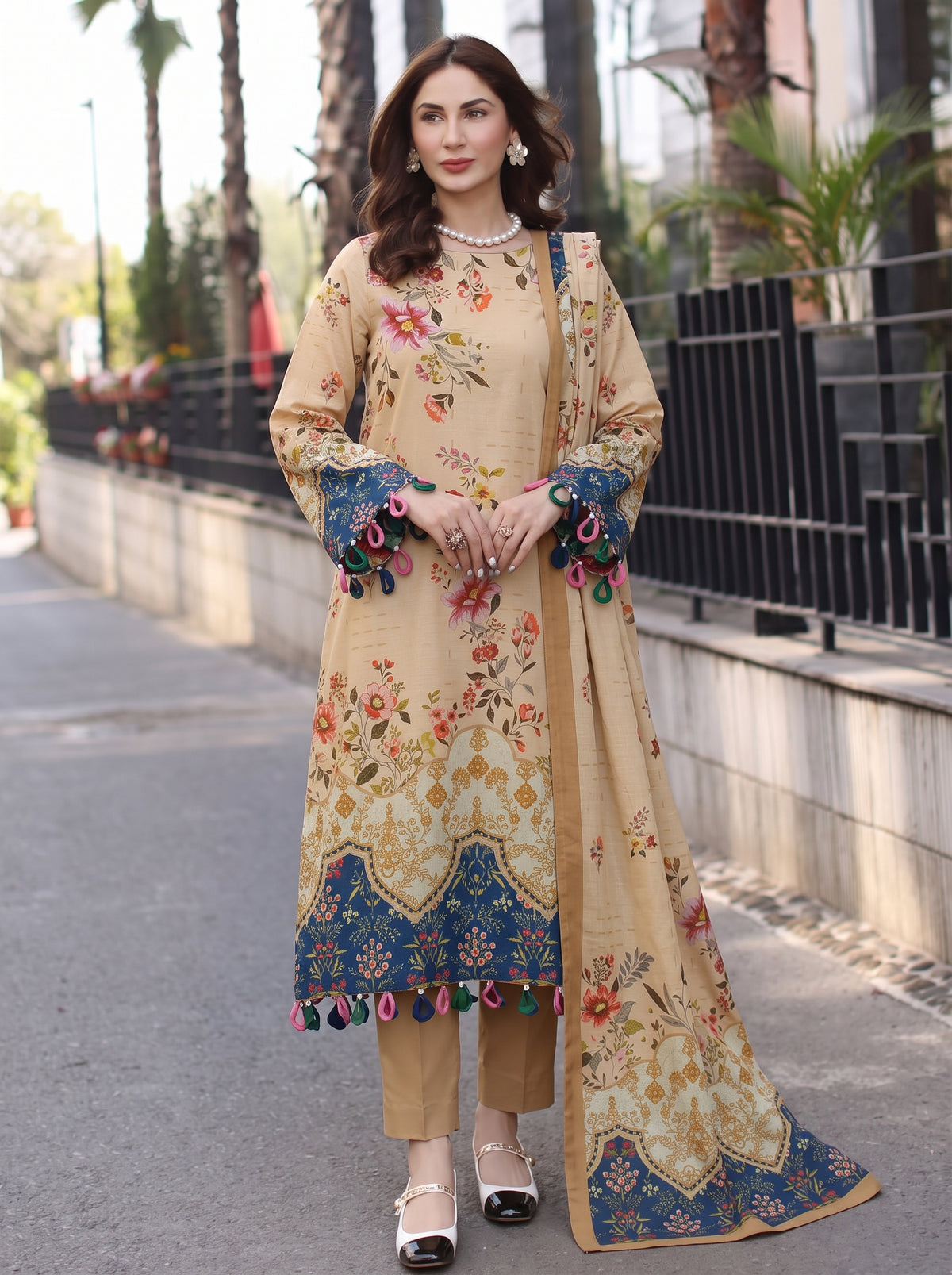 BLOSSOM 3 PIECE - DIGITAL PRINTED Karandi SUIT Unstitched