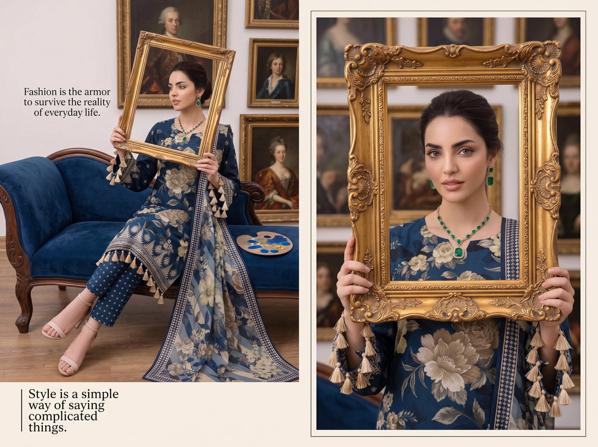 BLISS 3 PIECE - PRINTED LAWN SUIT Unstitched