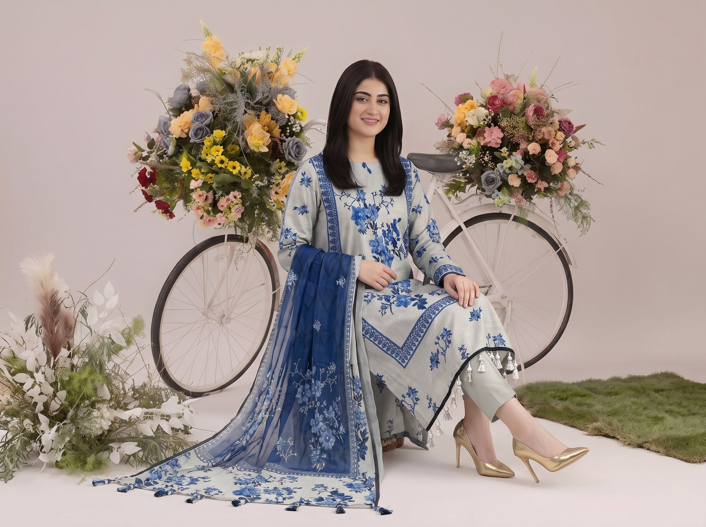 BISMIL 3 PIECE - PRINTED LAWN SUIT Unstitched 027