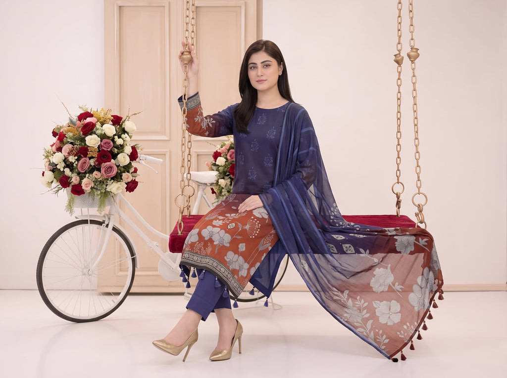 BISMIL 3 PIECE - PRINTED LAWN SUIT Unstitched 030