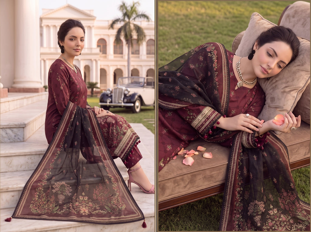 BLISS 3 PIECE - PRINTED LAWN SUIT Unstitched