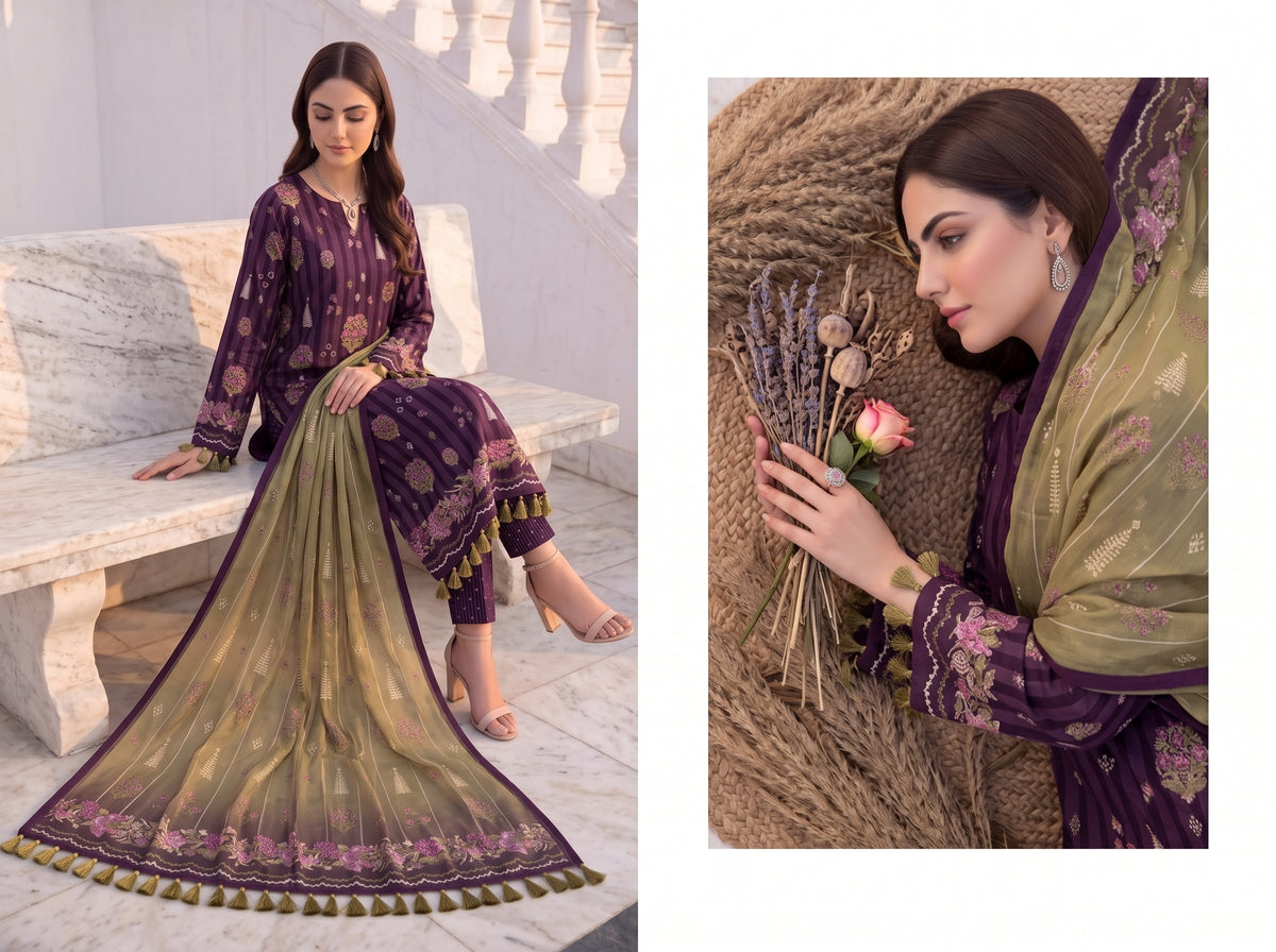 BLISS 3 PIECE - PRINTED LAWN SUIT Unstitched