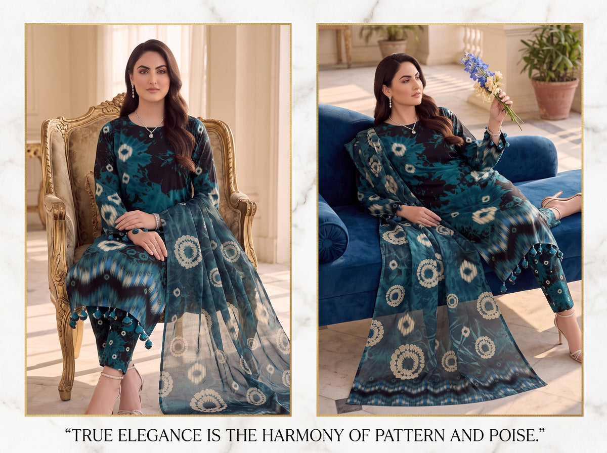 BLISS 3 PIECE - PRINTED LAWN SUIT Unstitched