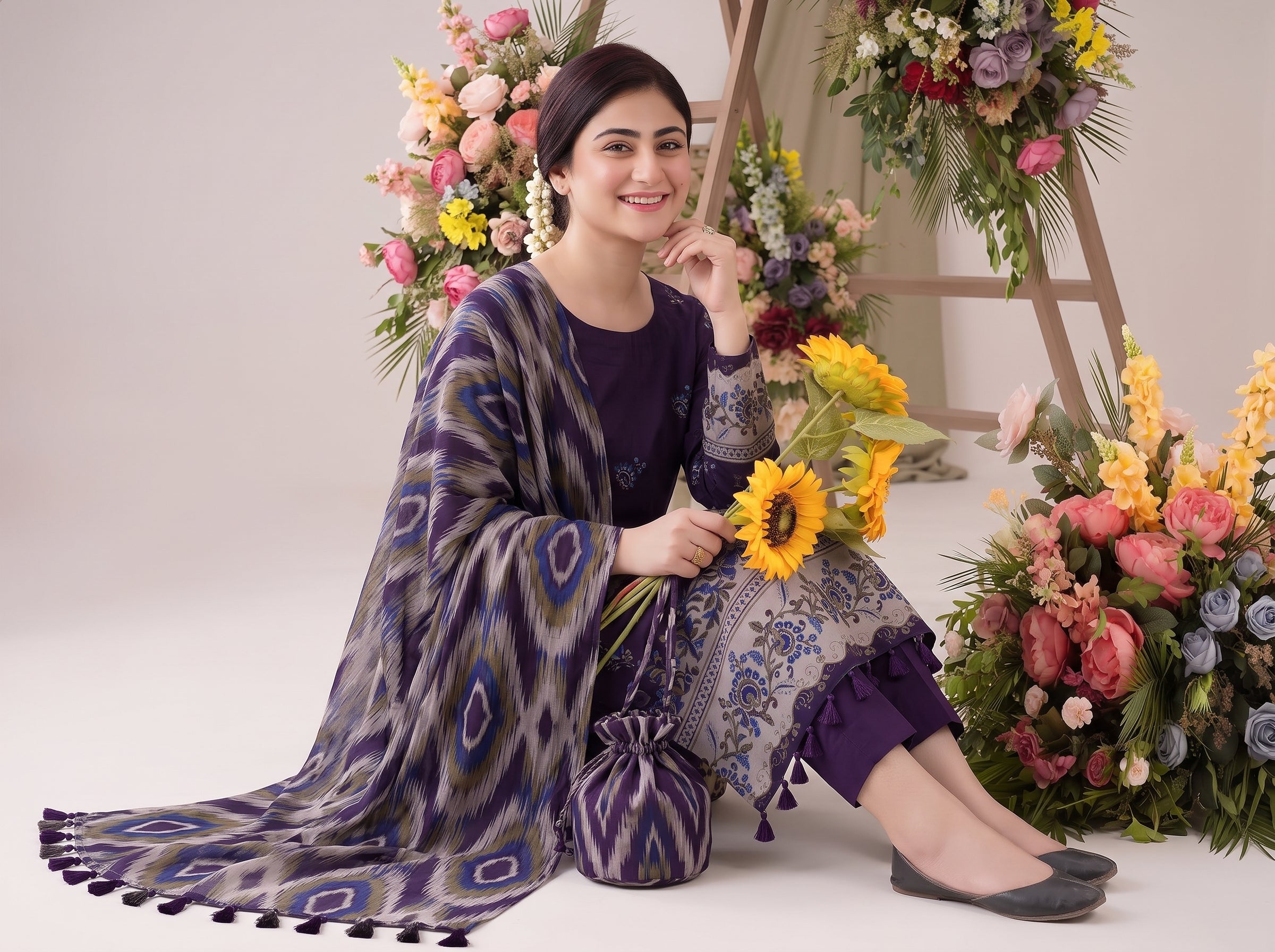 BISMIL 3 PIECE - PRINTED LAWN SUIT Unstitched 024