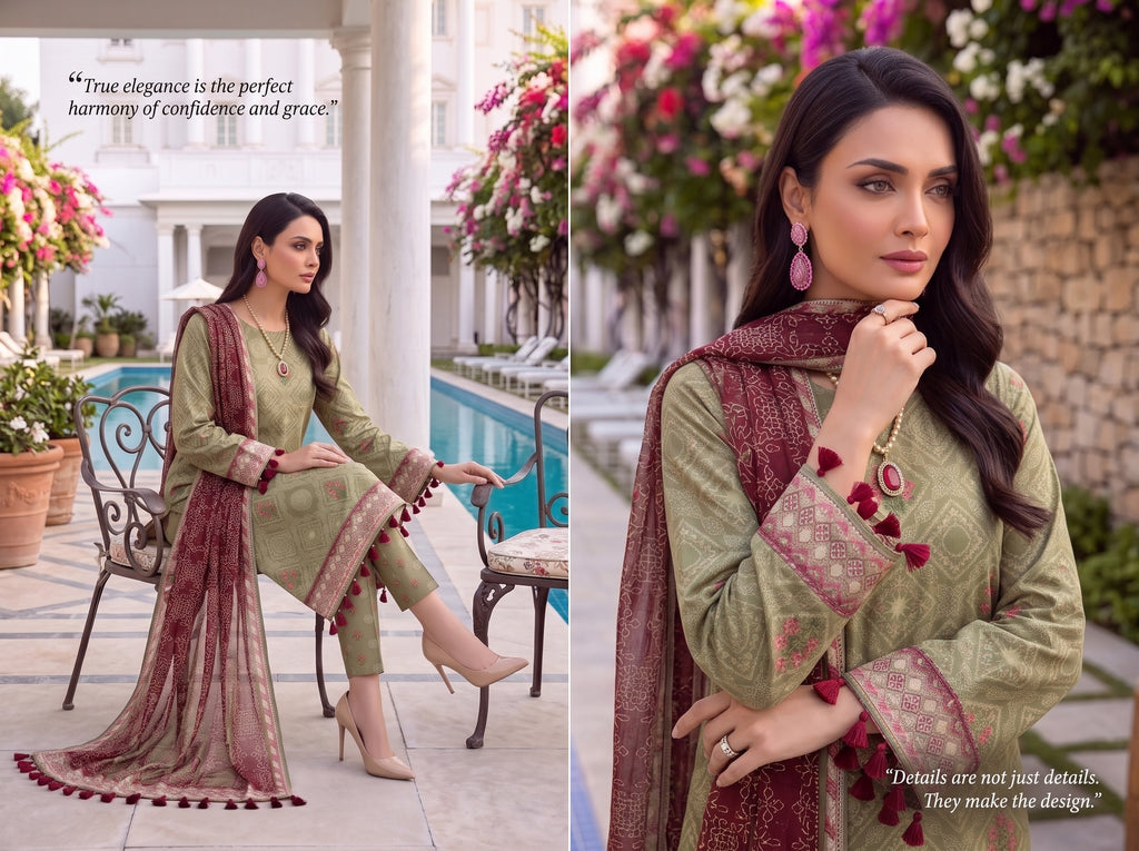 BLISS 3 PIECE - PRINTED LAWN SUIT Unstitched