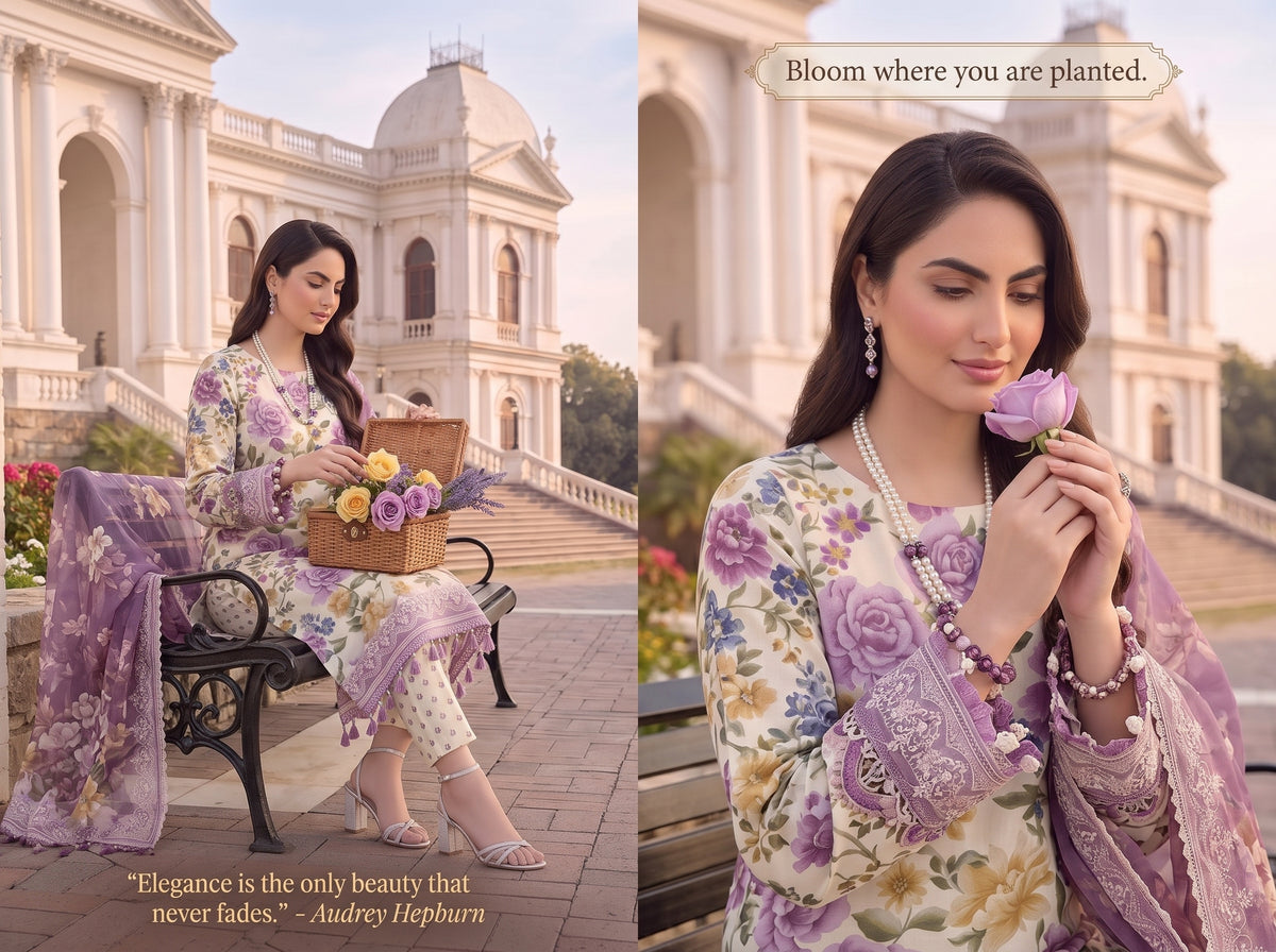 BLISS 3 PIECE - PRINTED LAWN SUIT Unstitched