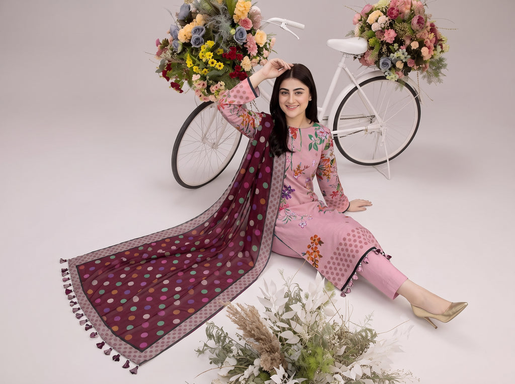 BISMIL 3 PIECE - PRINTED LAWN SUIT Unstitched 025