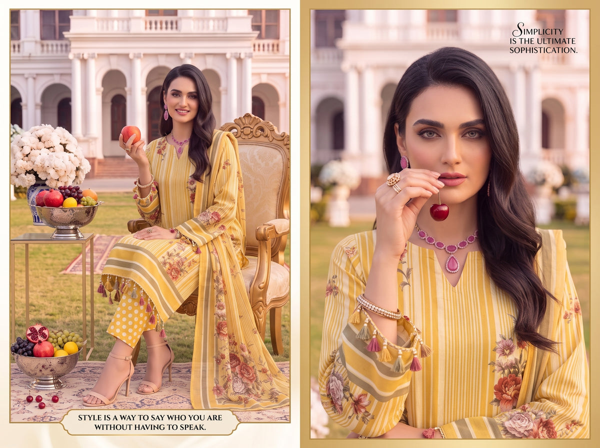 BLISS 3 PIECE - PRINTED LAWN SUIT Unstitched