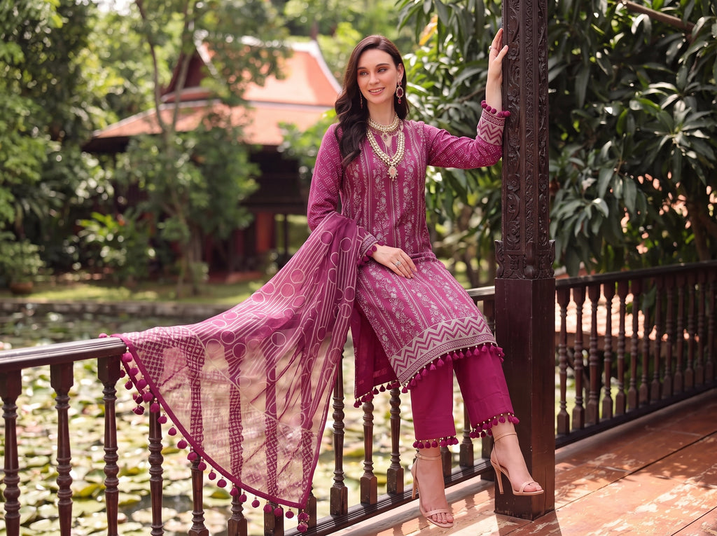 BISMIL 3 PIECE - PRINTED LAWN SUIT Unstitched