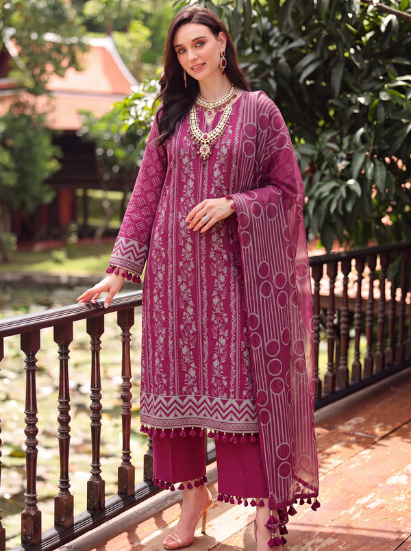 BISMIL 3 PIECE - PRINTED LAWN SUIT Unstitched