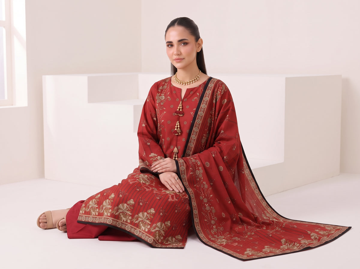 BISMIL 3 PIECE - DIGITAL PRINTED PREMIUM VISCOSE SUIT Unstitched 01