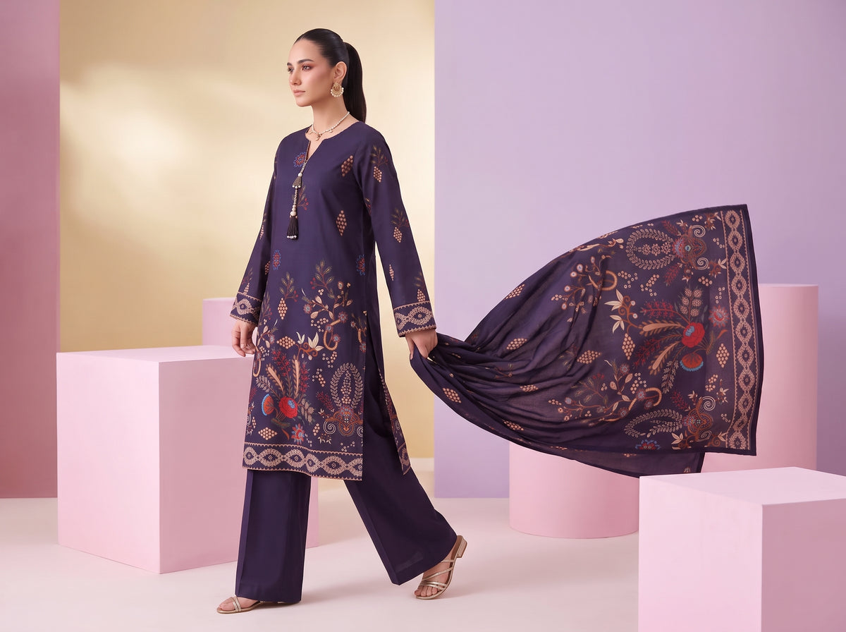 BISMIL 3 PIECE - DIGITAL PRINTED PREMIUM VISCOSE SUIT Unstitched 04