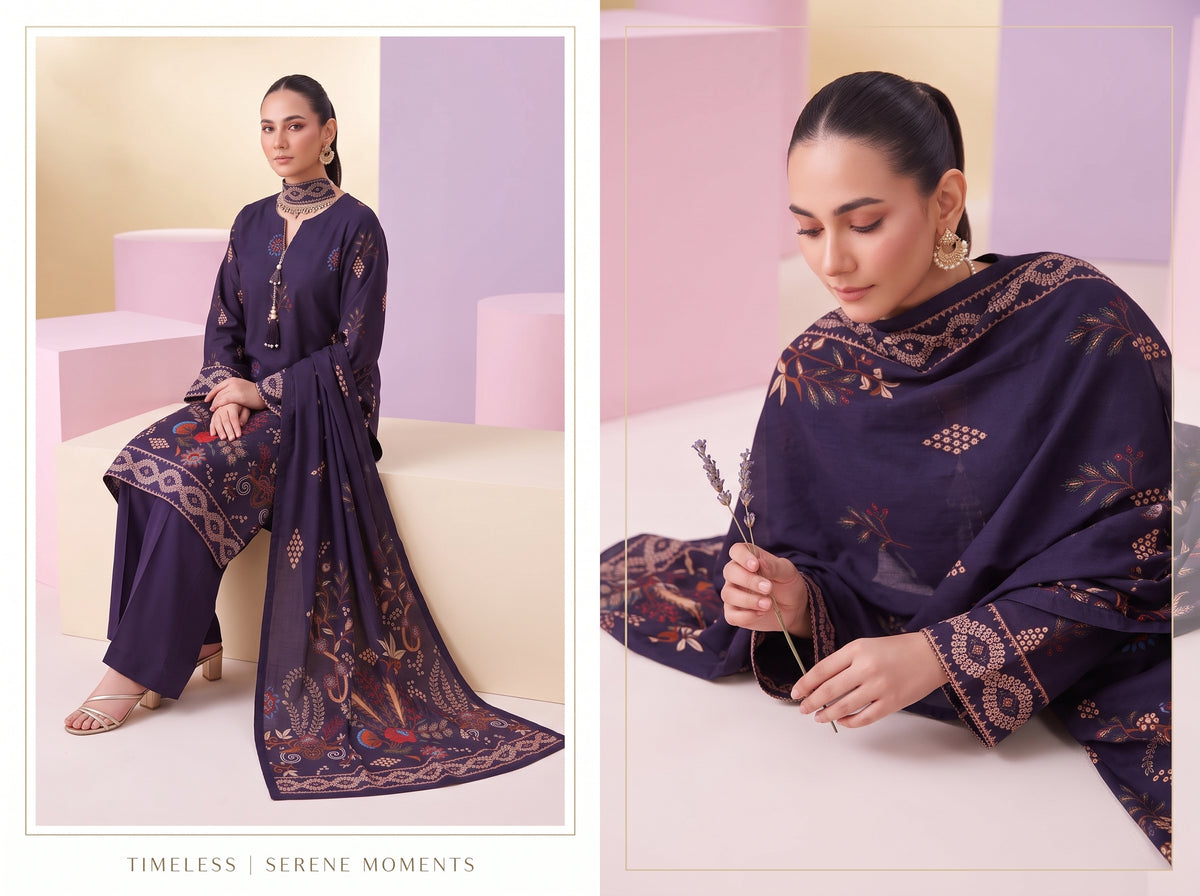 BISMIL 3 PIECE - DIGITAL PRINTED PREMIUM VISCOSE SUIT Unstitched 04