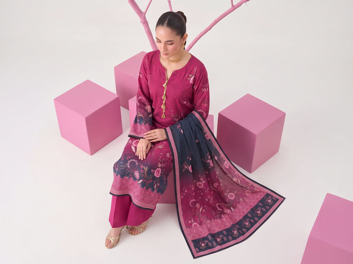 BISMIL 3 PIECE - DIGITAL PRINTED PREMIUM VISCOSE SUIT Unstitched 05