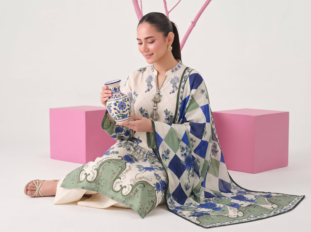 BISMIL 3 PIECE - DIGITAL PRINTED PREMIUM VISCOSE SUIT Unstitched 06