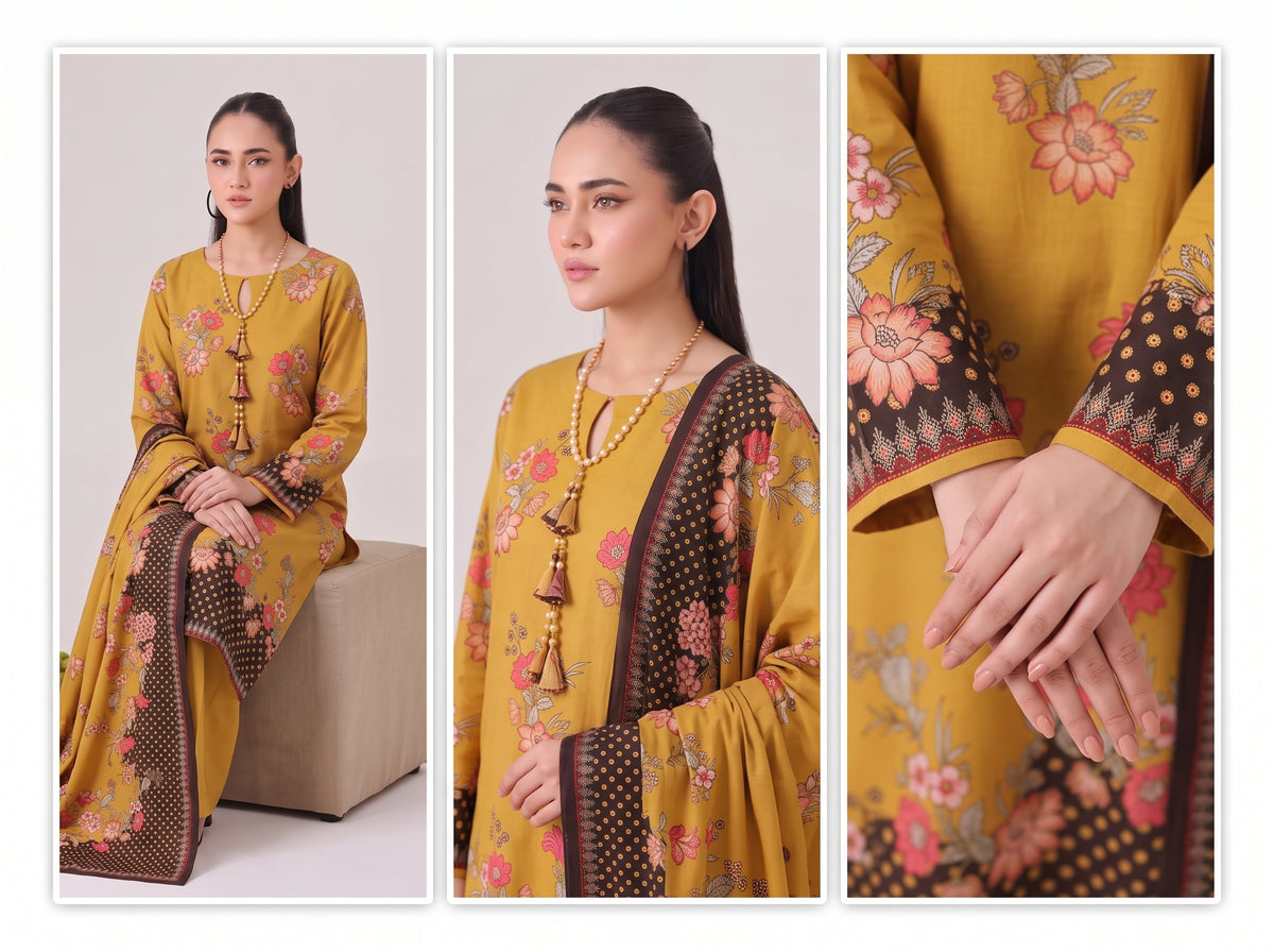BISMIL 3 PIECE - DIGITAL PRINTED PREMIUM VISCOSE SUIT Unstitched 09