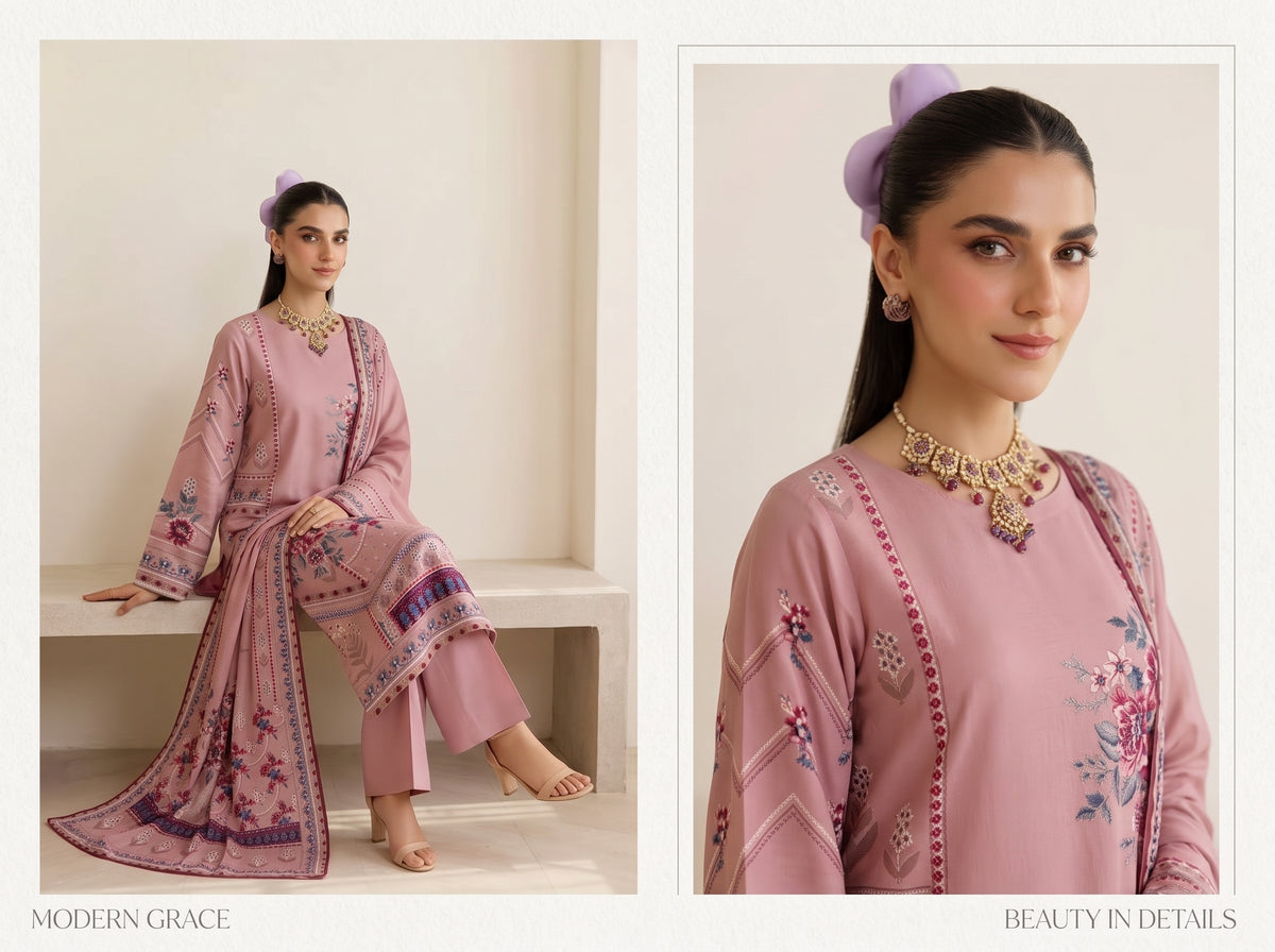 BISMIL 3 PIECE - DIGITAL PRINTED VISCOSE SUIT Unstitched