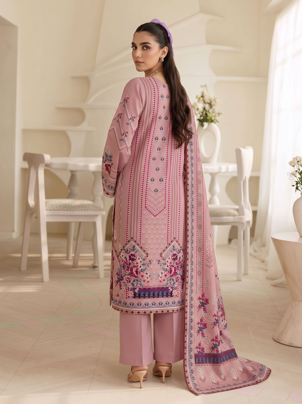 BISMIL 3 PIECE - DIGITAL PRINTED VISCOSE SUIT Unstitched