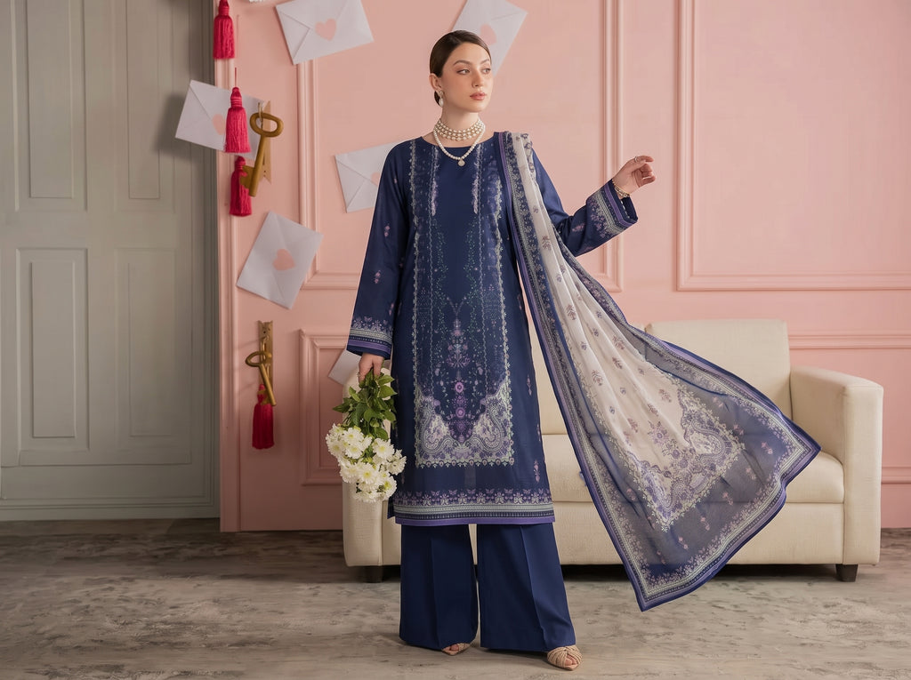 BISMIL 3 PIECE - DIGITAL PRINTED LAWN SUIT Unstitched