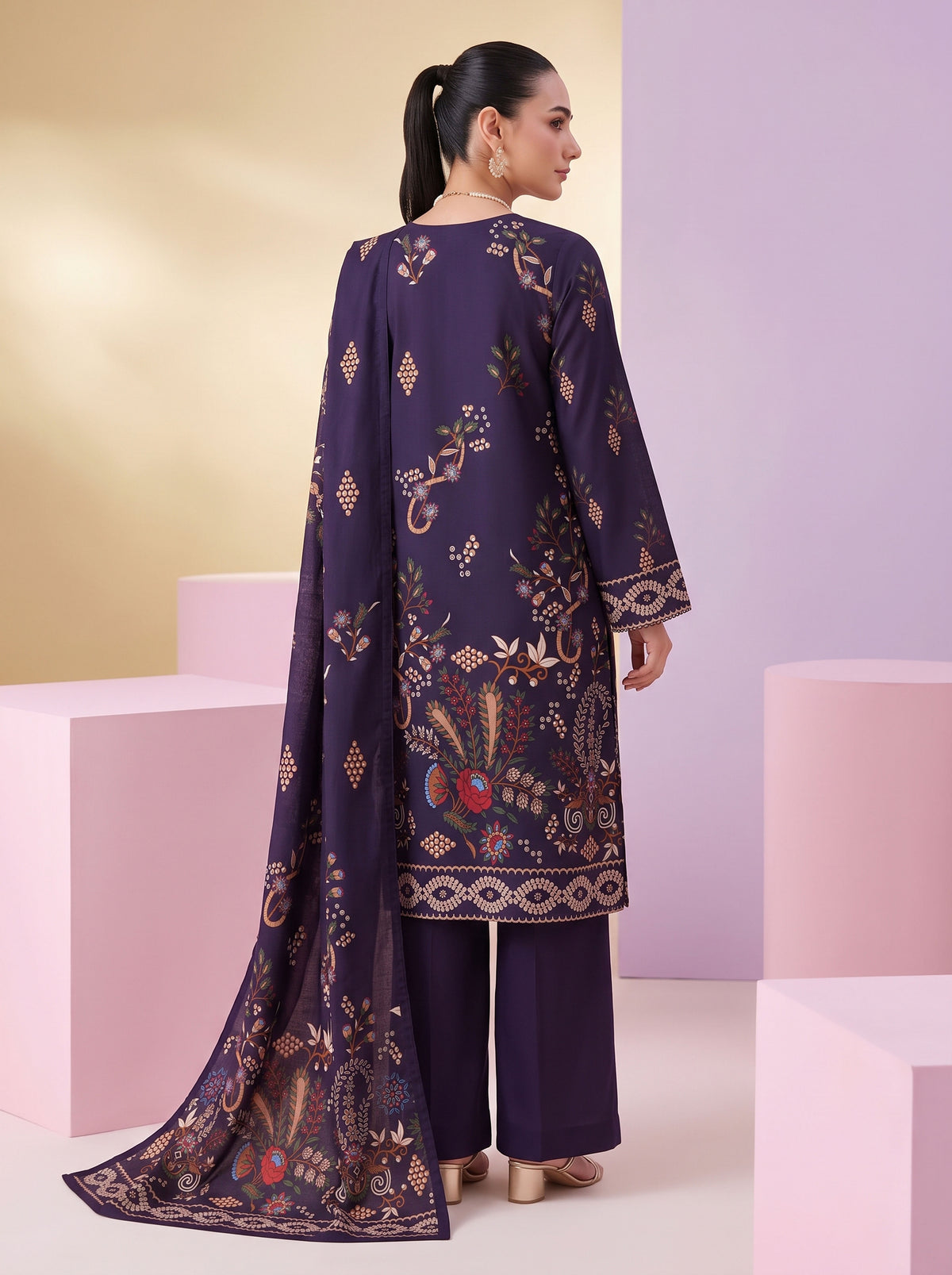 BISMIL 3 PIECE - DIGITAL PRINTED PREMIUM VISCOSE SUIT Unstitched 04