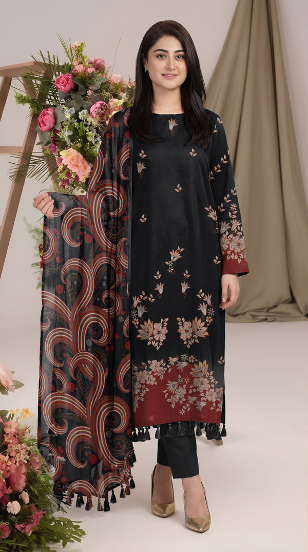 BISMIL 3 PIECE - PRINTED LAWN SUIT Unstitched 022