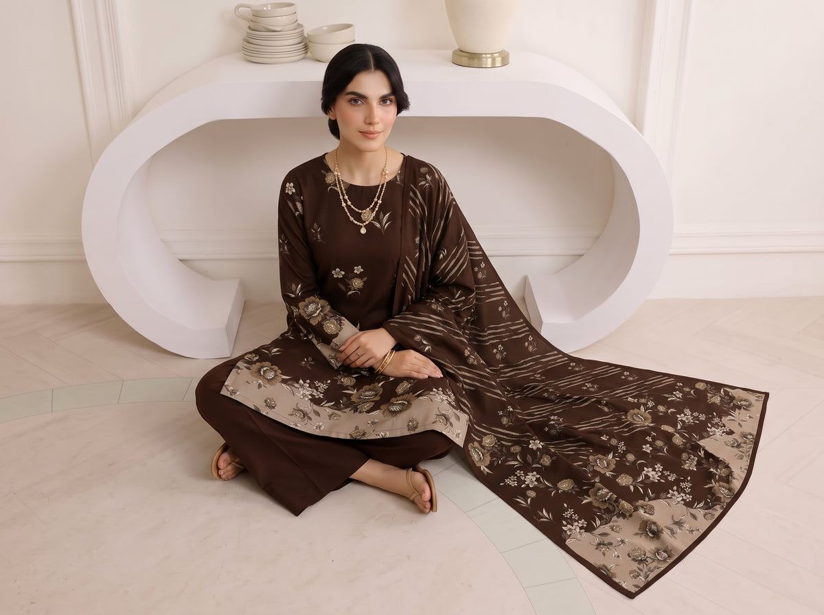 BISMIL 3 PIECE - DIGITAL PRINTED VISCOSE SUIT Unstitched