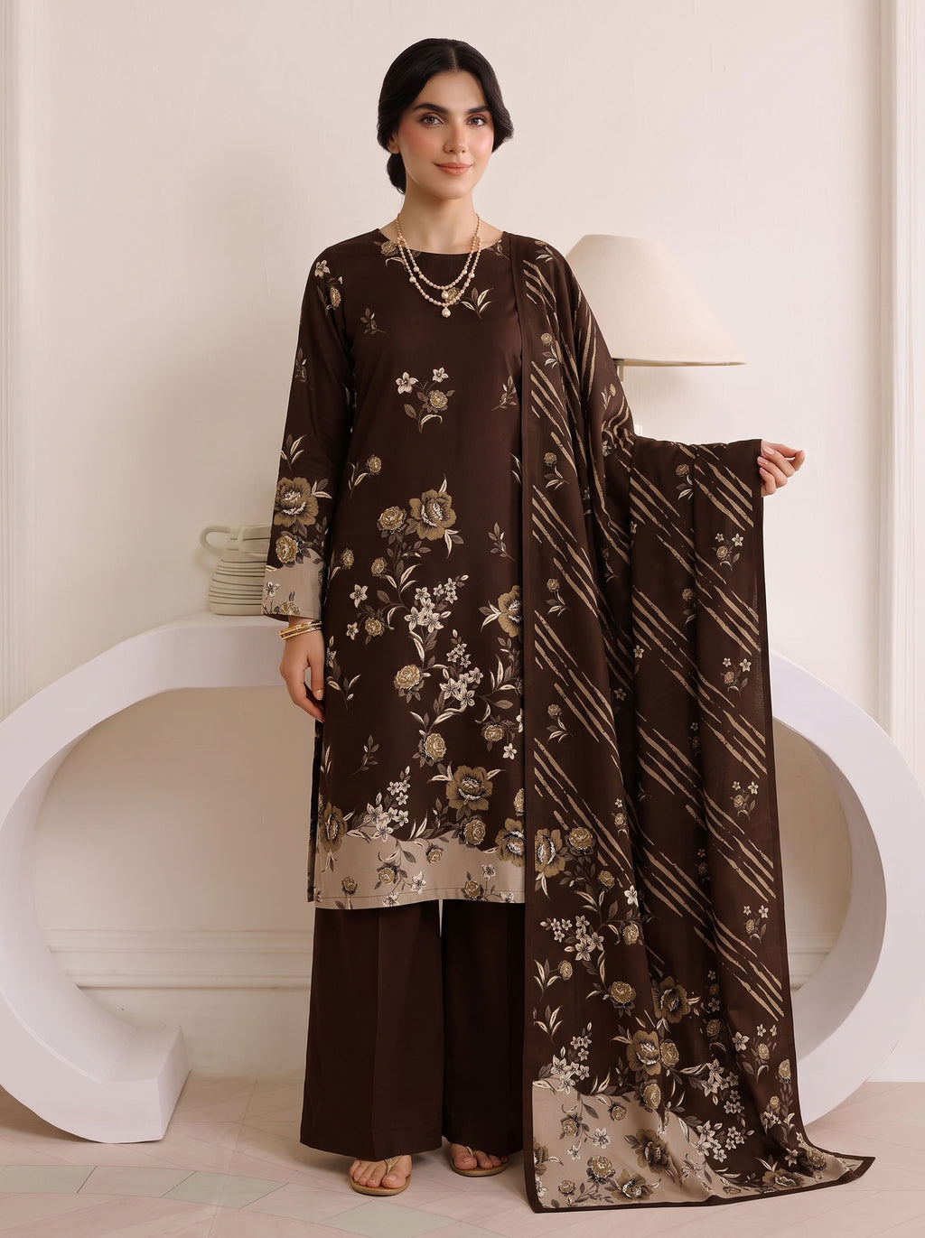 BISMIL 3 PIECE - DIGITAL PRINTED VISCOSE SUIT Unstitched