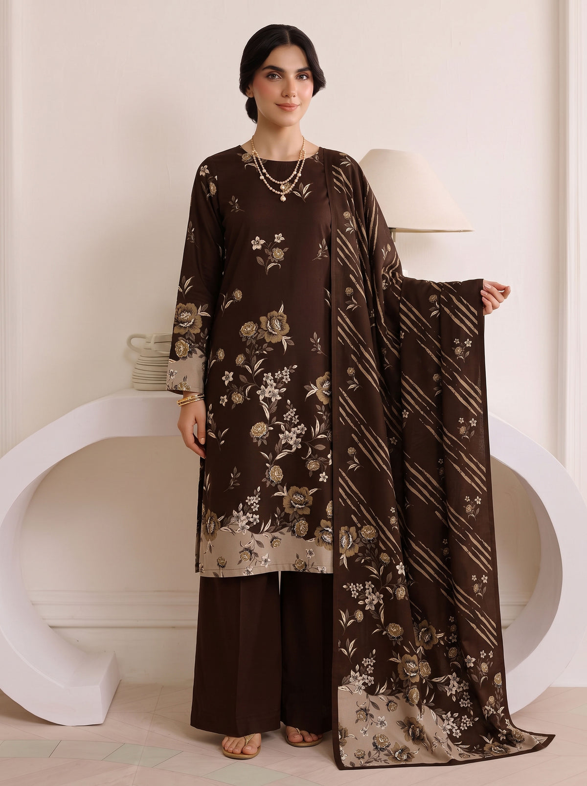 BISMIL 3 PIECE - DIGITAL PRINTED VISCOSE SUIT Unstitched