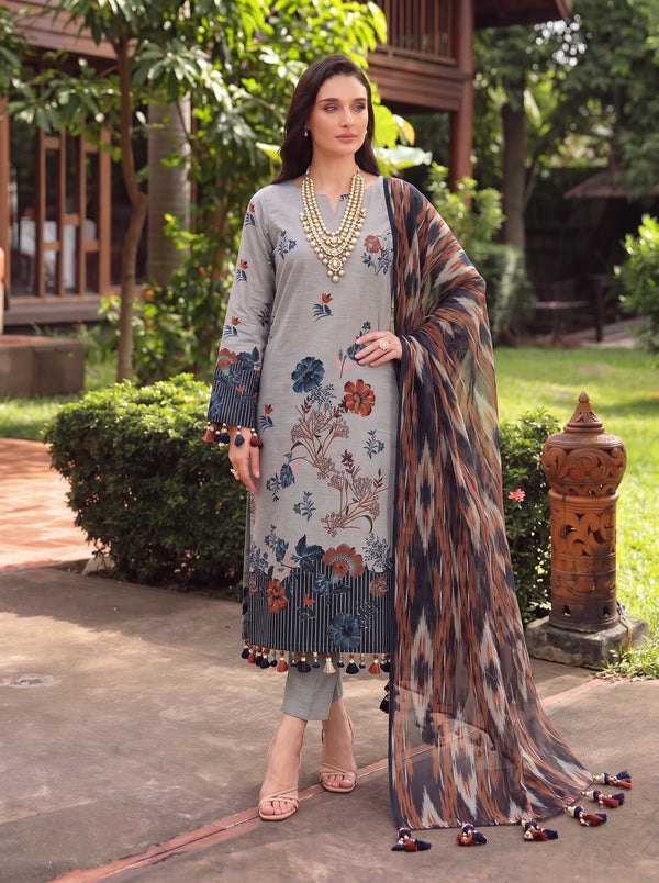 BISMIL 3 PIECE - PRINTED LAWN SUIT Unstitched