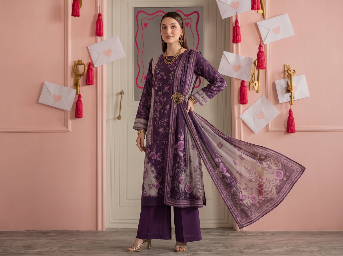 BISMIL 3 PIECE - DIGITAL PRINTED LAWN SUIT Unstitched
