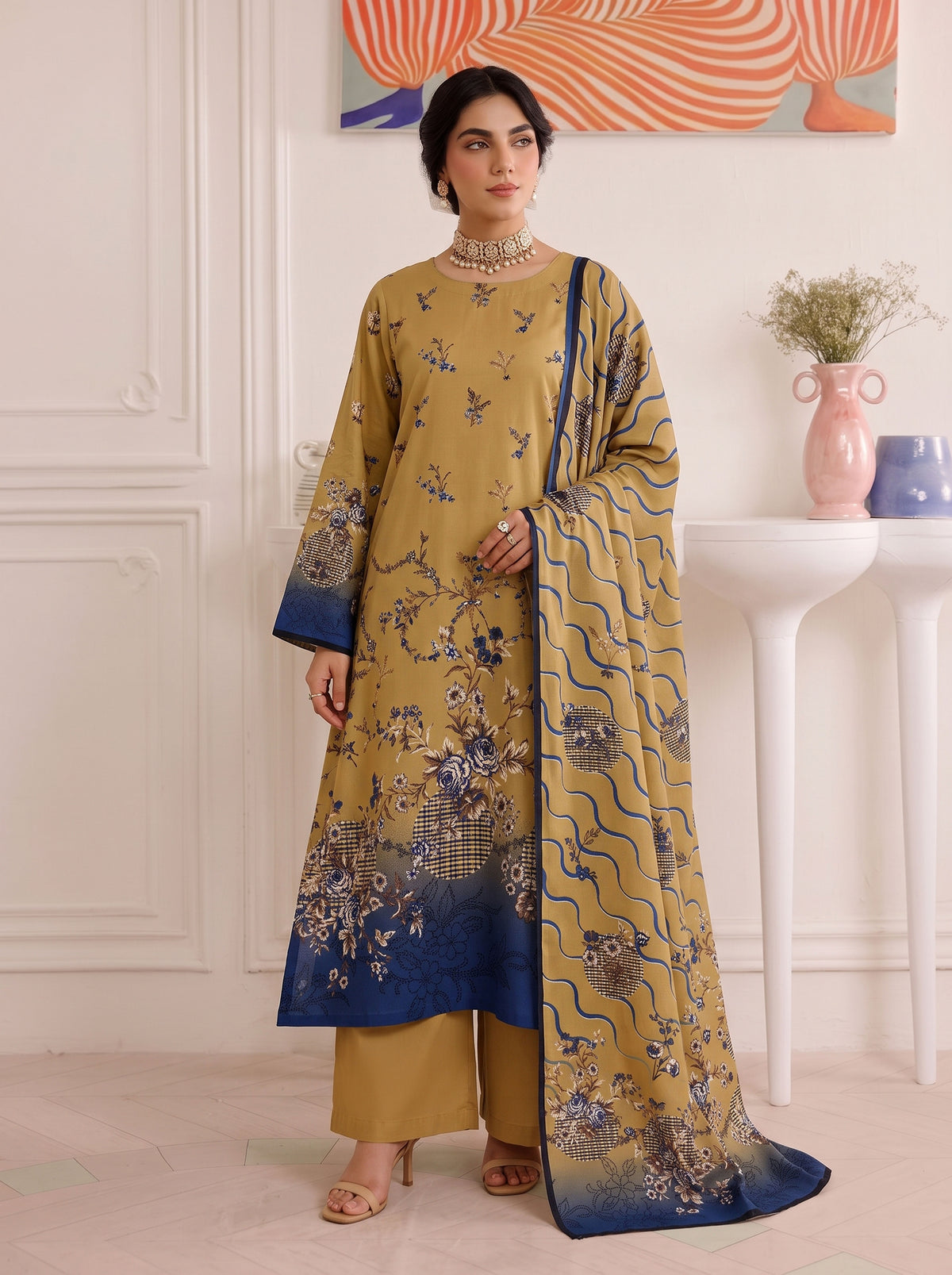 BISMIL 3 PIECE - DIGITAL PRINTED VISCOSE SUIT Unstitched