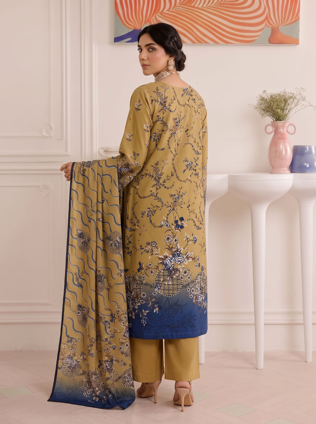 BISMIL 3 PIECE - DIGITAL PRINTED VISCOSE SUIT Unstitched