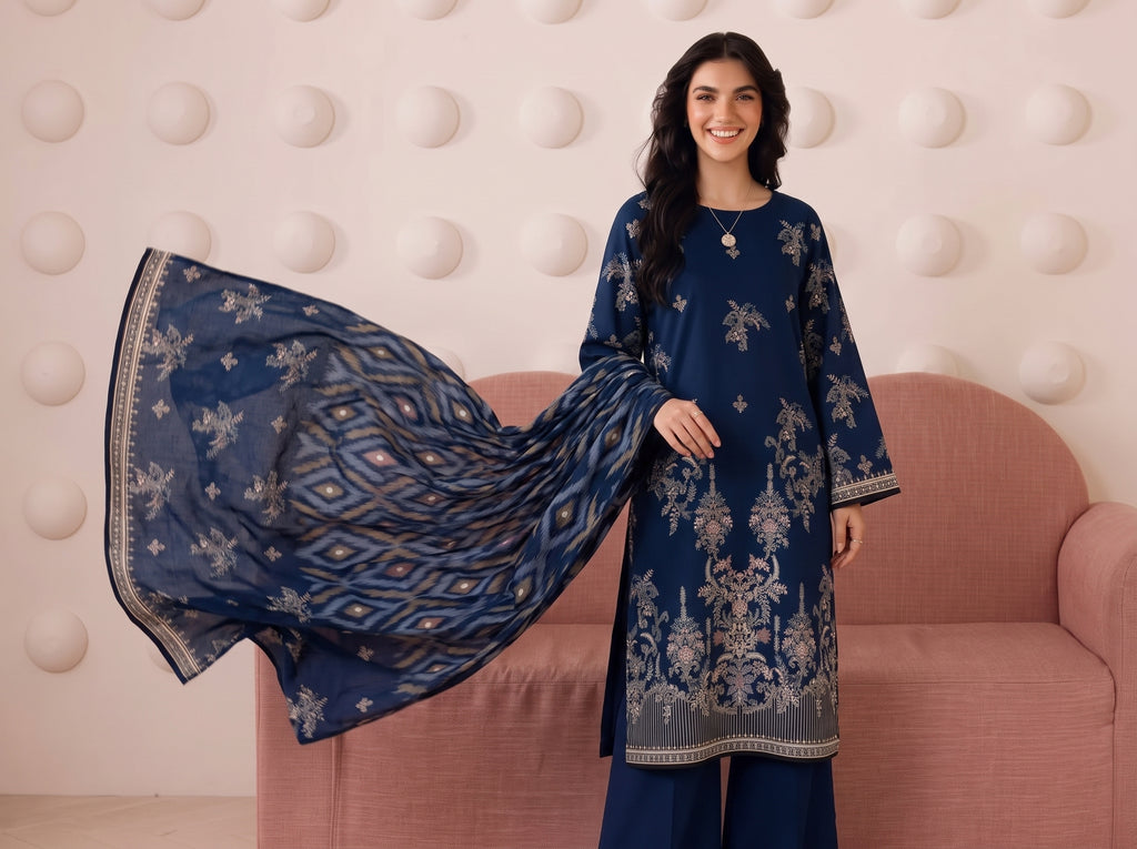 BISMIL 3 PIECE - DIGITAL PRINTED VISCOSE SUIT Unstitched
