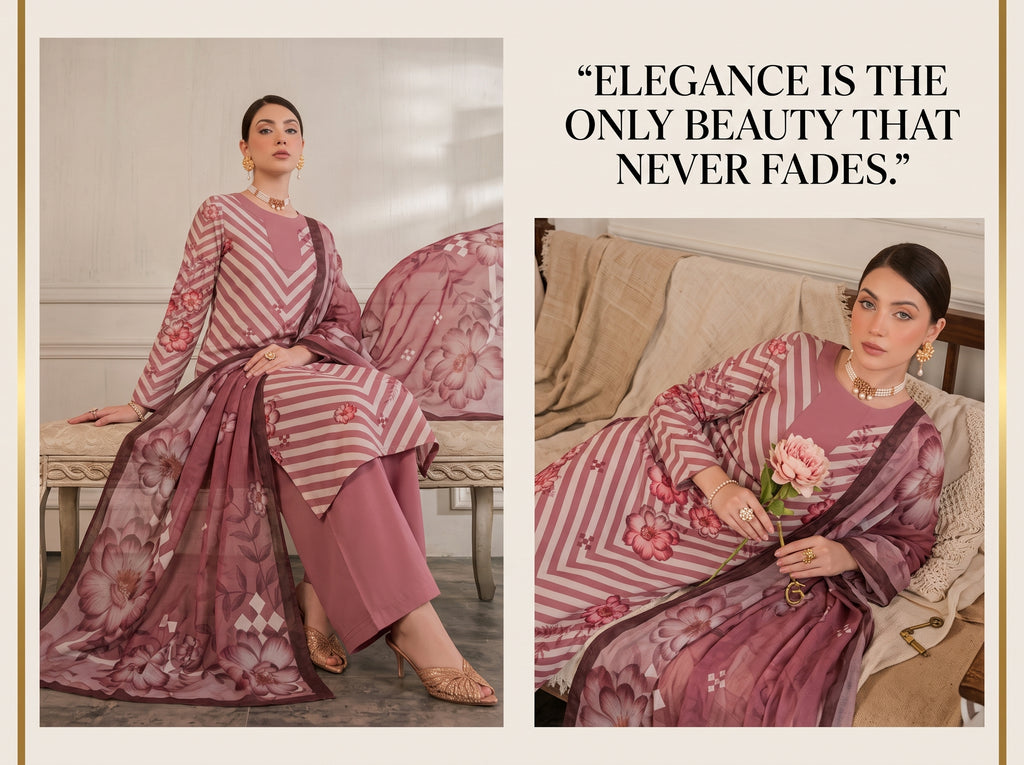 BISMIL 3 PIECE - DIGITAL PRINTED LAWN SUIT Unstitched