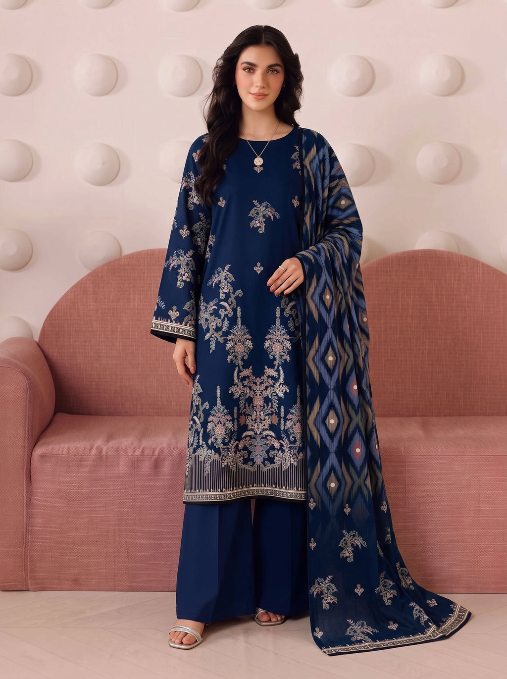 BISMIL 3 PIECE - DIGITAL PRINTED VISCOSE SUIT Unstitched