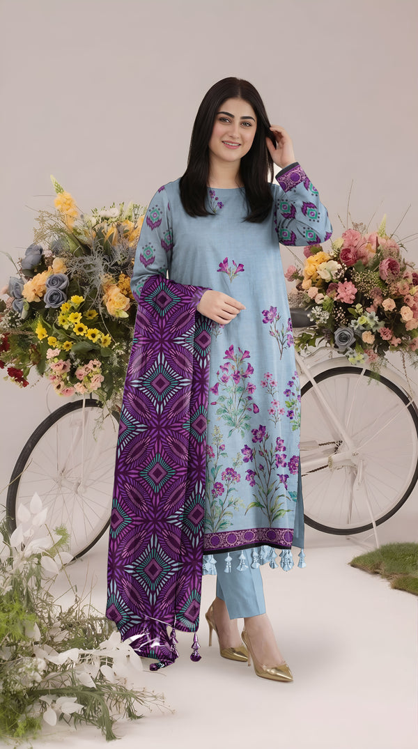 BISMIL 3 PIECE - PRINTED LAWN SUIT Unstitched 029