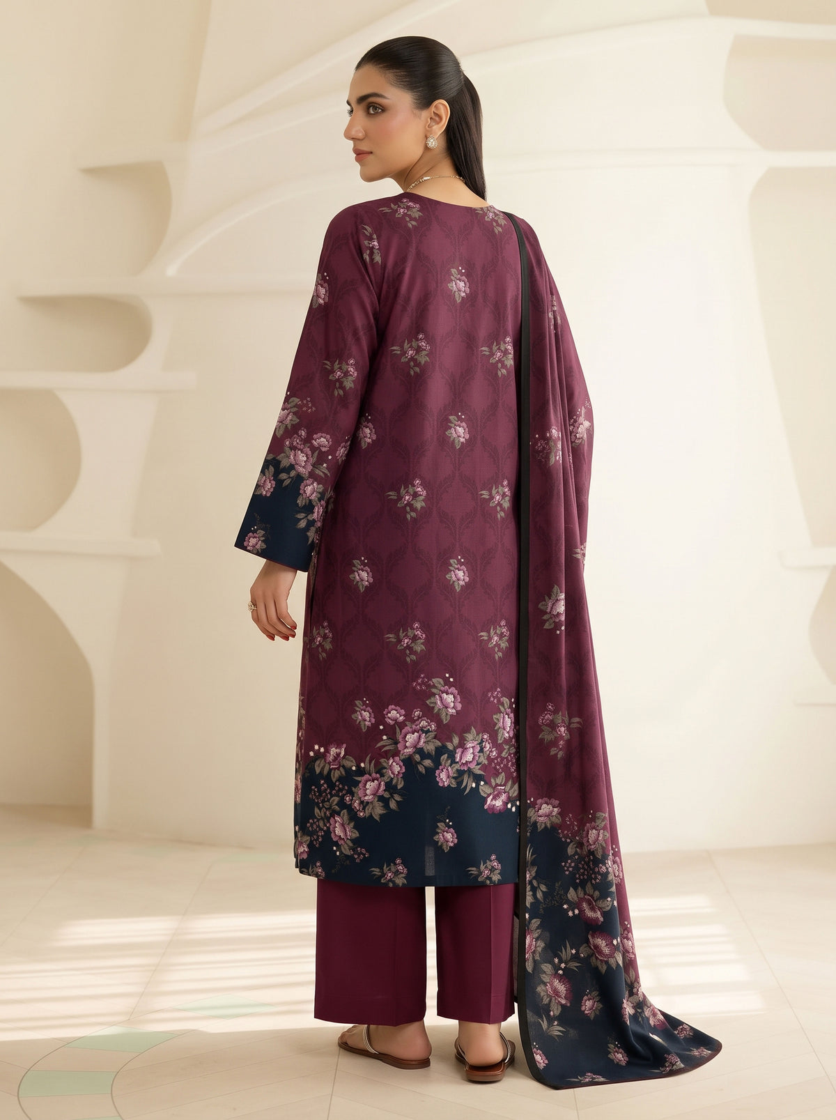 BISMIL 3 PIECE - DIGITAL PRINTED VISCOSE SUIT Unstitched