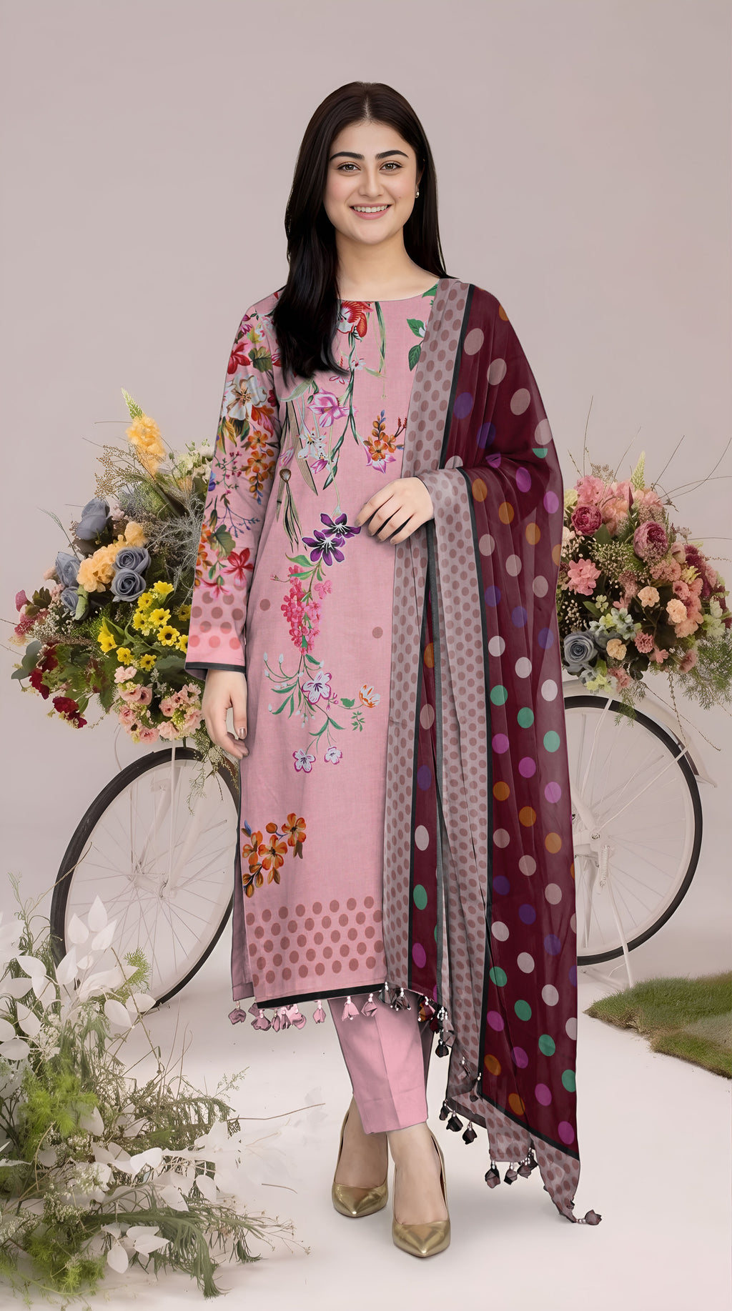 BISMIL 3 PIECE - PRINTED LAWN SUIT Unstitched 025