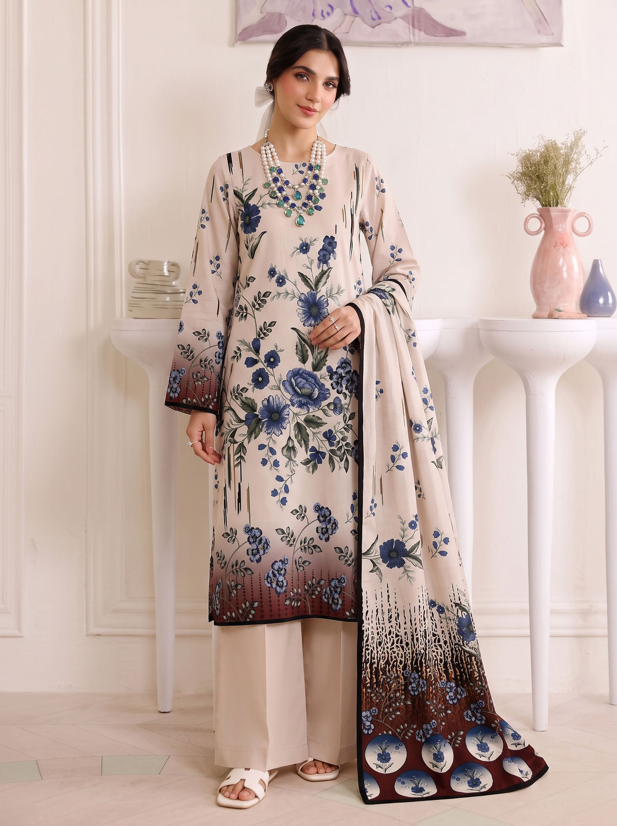 BISMIL 3 PIECE - DIGITAL PRINTED VISCOSE SUIT Unstitched