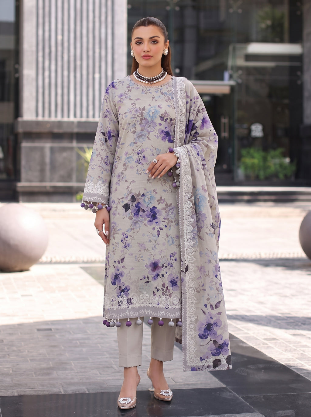 BLOSSOM 3 PIECE - DIGITAL PRINTED Karandi SUIT Unstitched