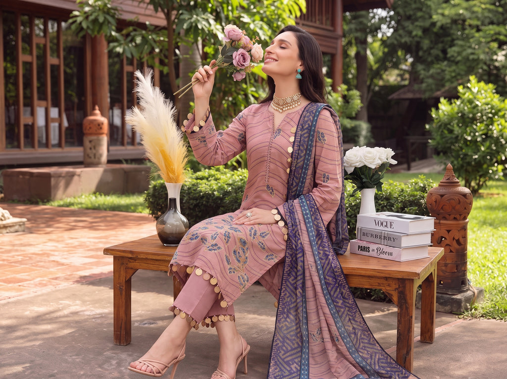 BISMIL 3 PIECE - PRINTED LAWN SUIT Unstitched