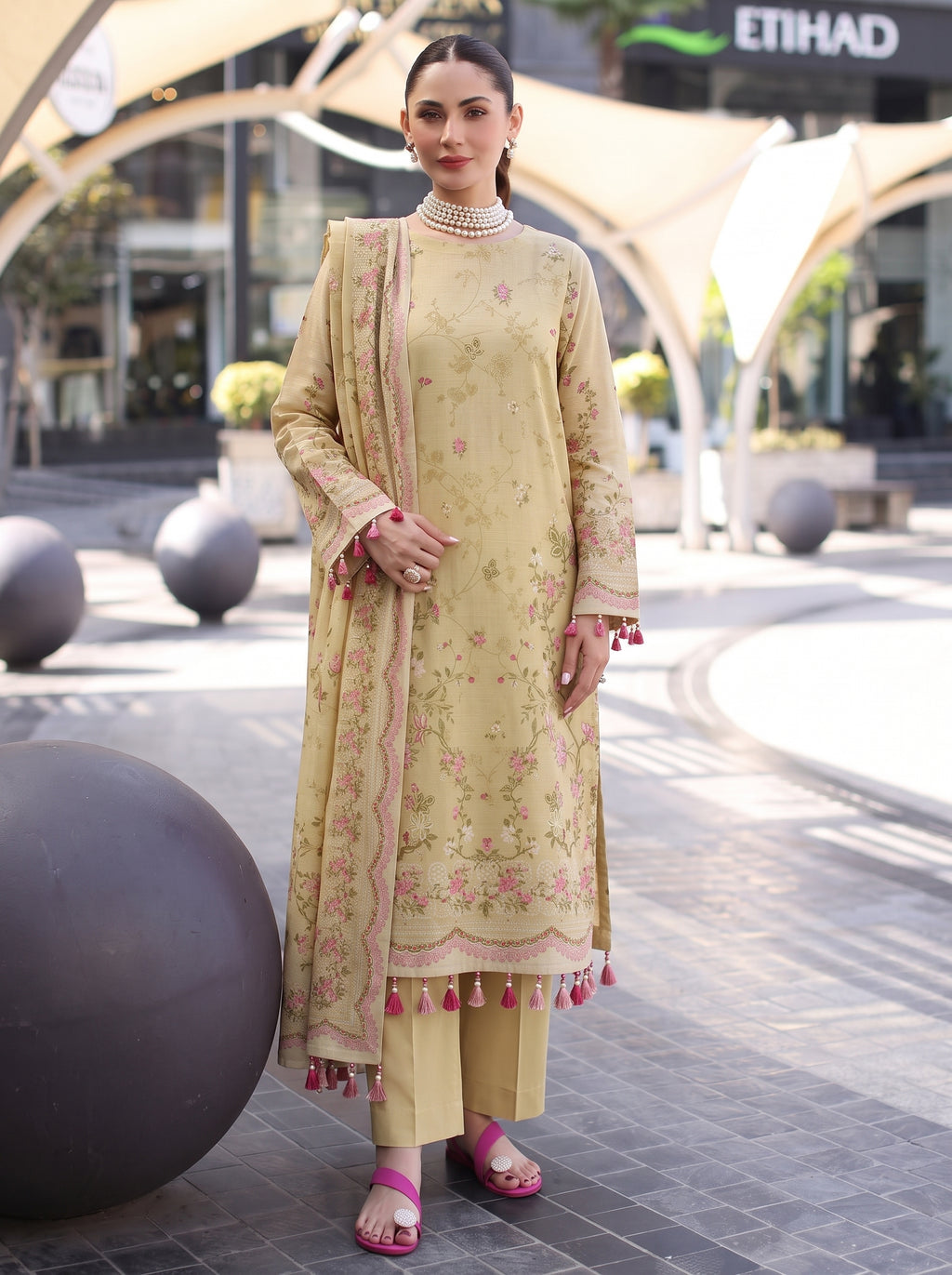 BLOSSOM 3 PIECE - DIGITAL PRINTED Karandi SUIT Unstitched