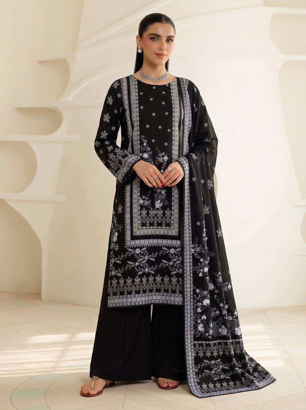 BISMIL 3 PIECE - DIGITAL PRINTED VISCOSE SUIT Unstitched