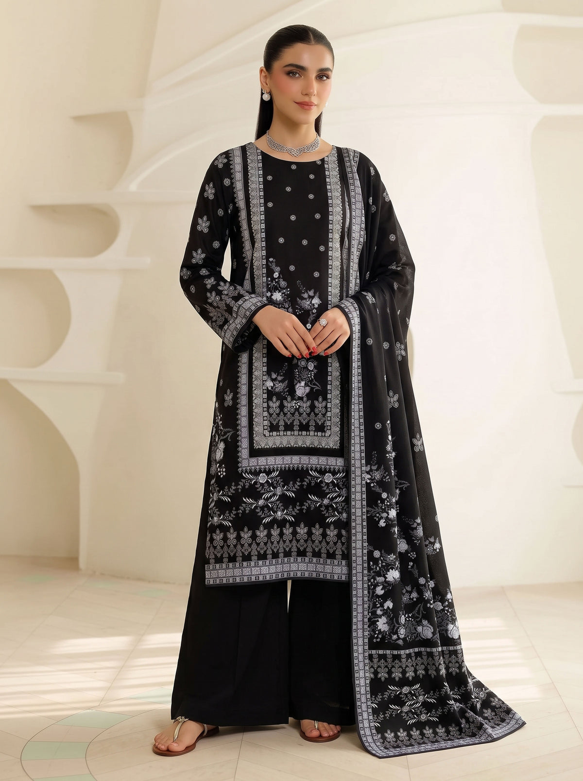 BISMIL 3 PIECE - DIGITAL PRINTED VISCOSE SUIT Unstitched