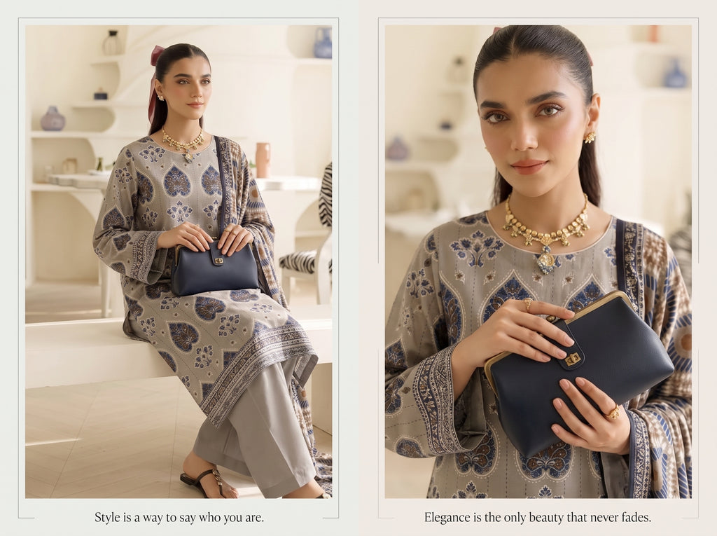 BISMIL 3 PIECE - DIGITAL PRINTED VISCOSE SUIT Unstitched
