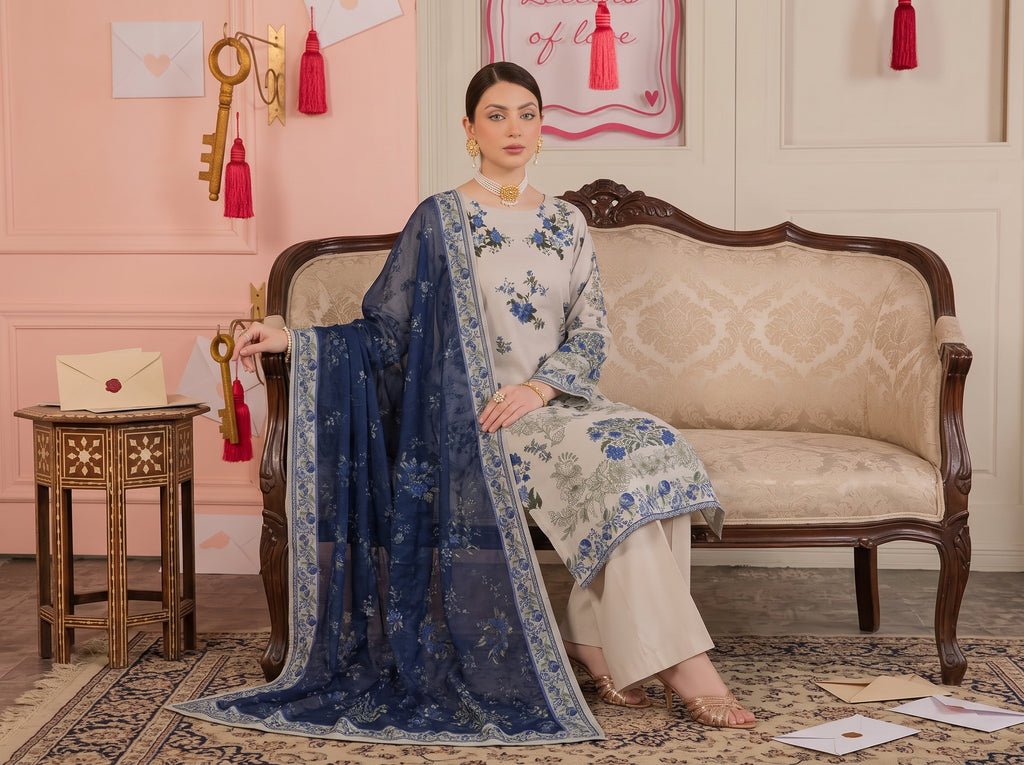BISMIL 3 PIECE - DIGITAL PRINTED LAWN SUIT Unstitched