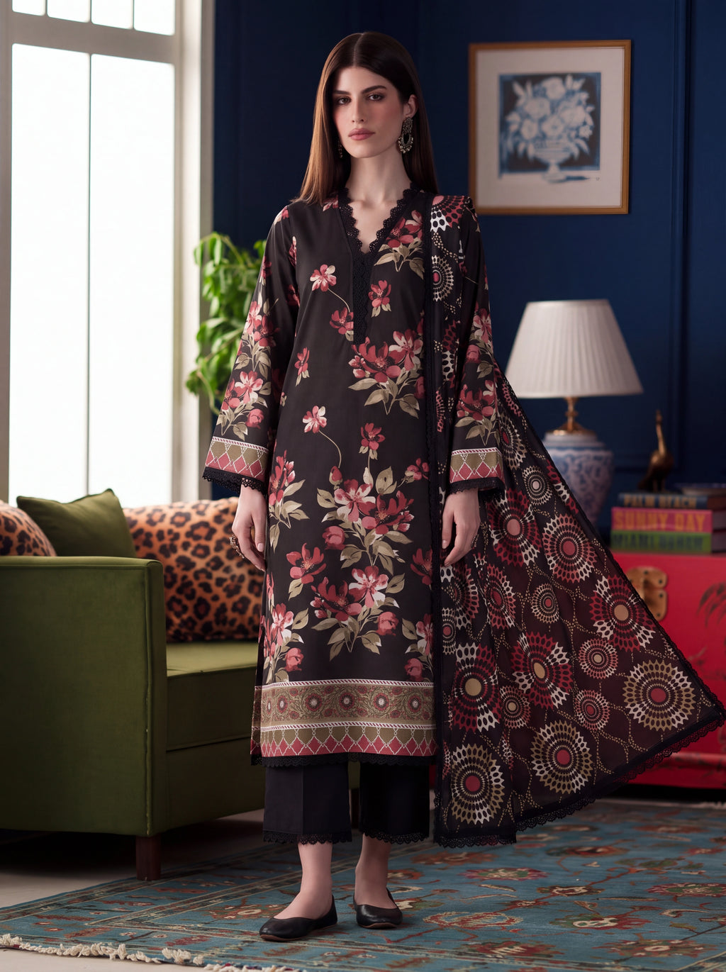 BISMIL 3 PIECE - DIGITAL PRINTED PREMIUM VISCOSE SUIT Unstitched